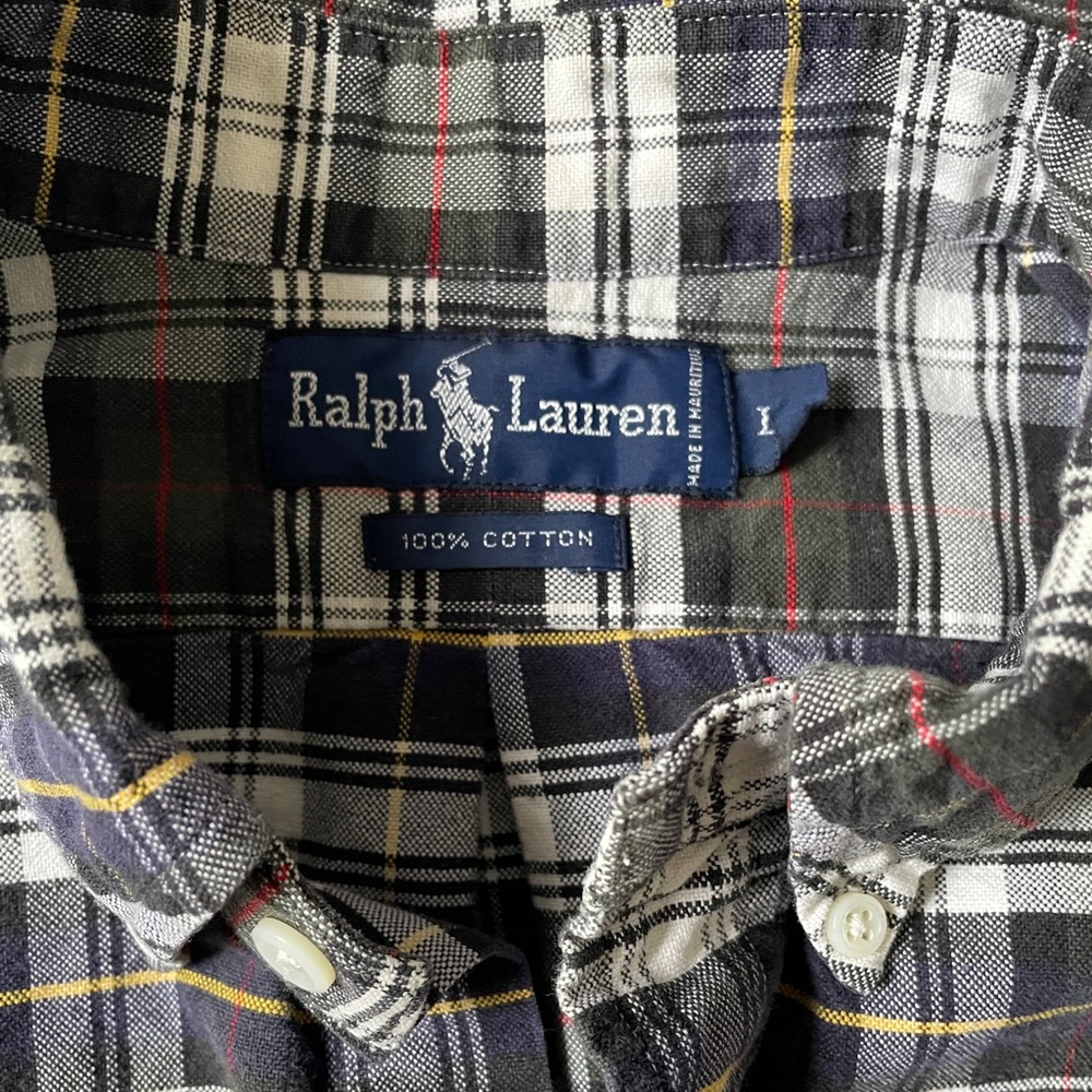 Ralph Lauren 100% cotton plaid button down shirt L